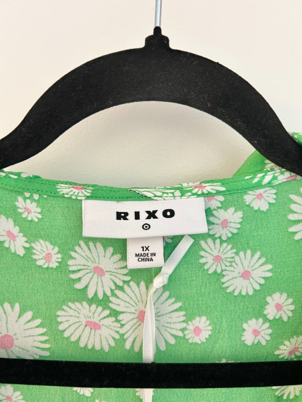 Rixo x Target Green & White Daisy Print Genuine Wrap Ruffle Dress Size 1X NWT - Picture 4 of 9
